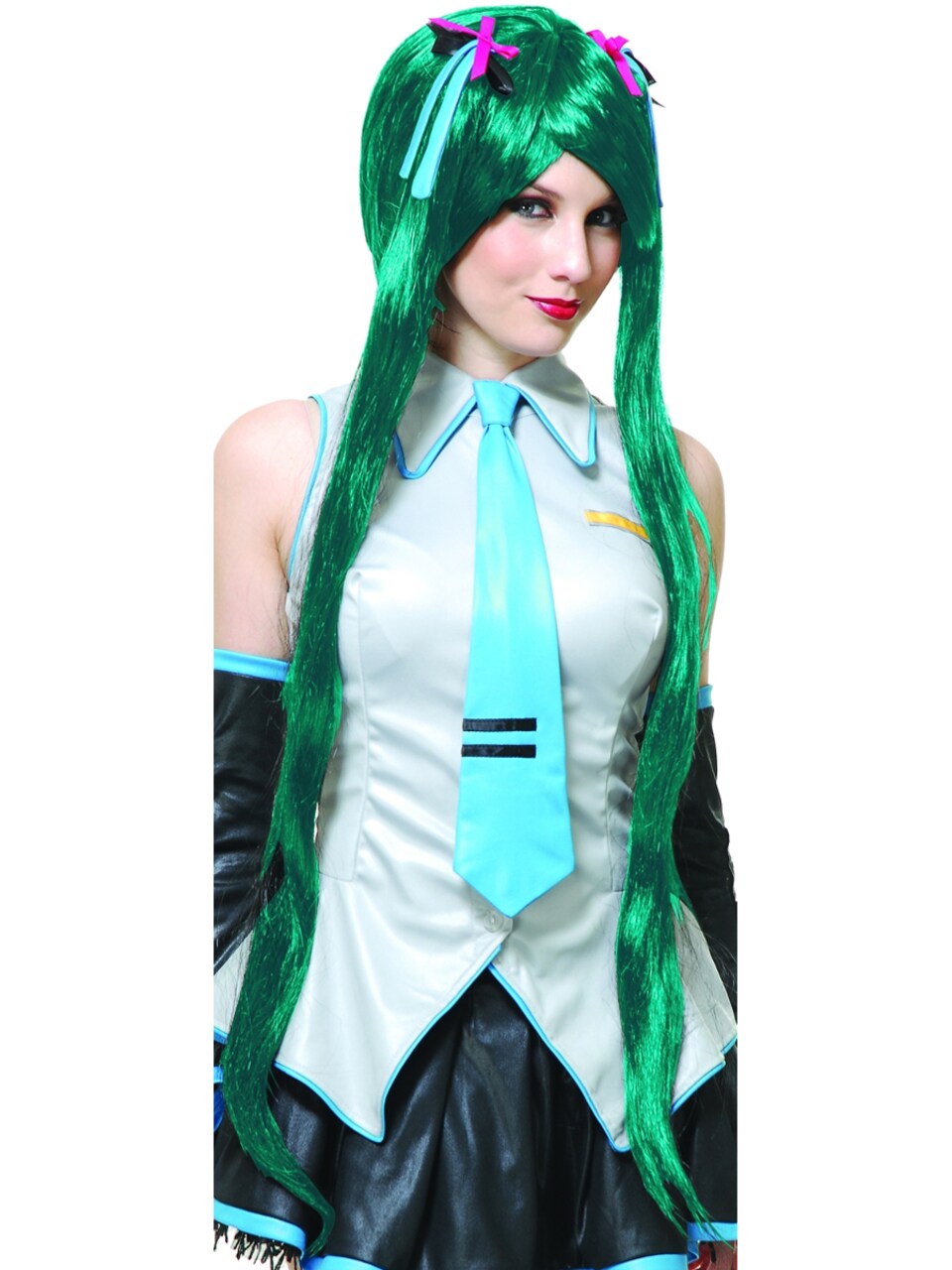 Womens Deluxe Teal Blue Anime Hatsune Miku Vocaloid Long Ponytail Wig